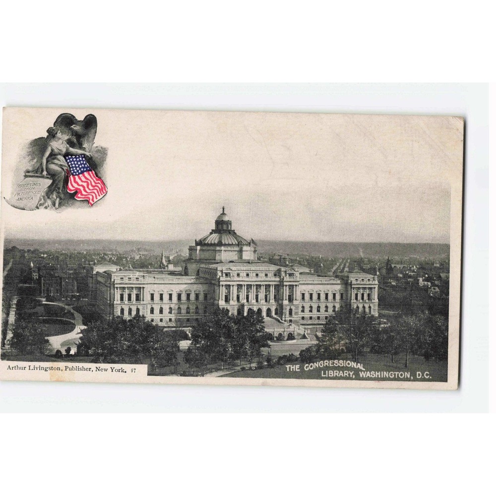 Antique Congressional Library Washington DC Postcard Arthur Livingston 47 VG